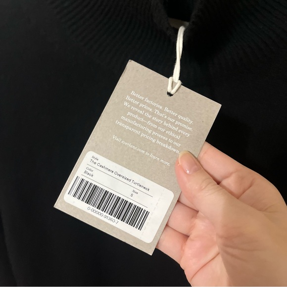 NWT Everlane The Cashmere Wool Turtleneck Sweater Small Black Quiet Luxury - Picture 7 of 12